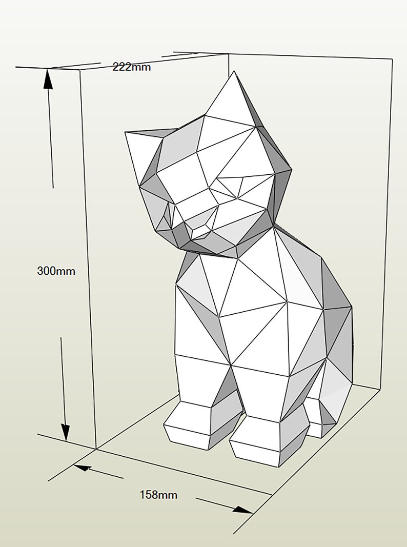 Kitten Papercraft Template, PDF, 3D Paper Model Cat, Home Decor, DIY craft, Papercraft 3D, Pepakura, Low Poly, Paper Sculpture, Animal image 6