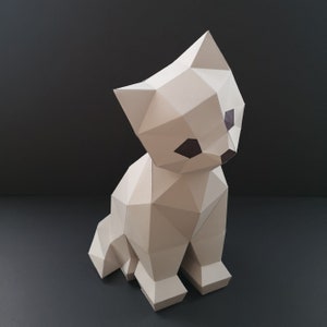 Kitten Papercraft Template, PDF, 3D Paper Model Cat, Home Decor, DIY craft, Papercraft 3D, Pepakura, Low Poly, Paper Sculpture, Animal image 2