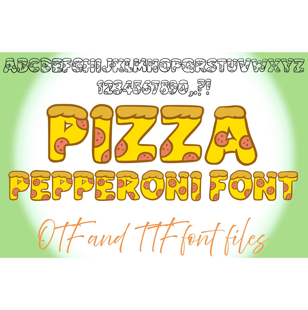 Pizza Pepperoni Typeface Lettering ABC Text Font Slice OTF Illustration ...