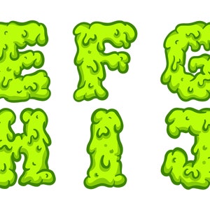 Slime Snot Bogies Font Letter Alphabet ABC Cartoon PNG for Children's ...