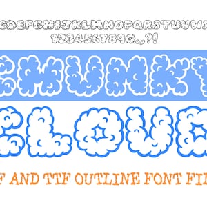 Tipografía de burbuja de dibujos animados con letras de nube gruesa ABC Type OTF TTF Ilustración tipográfica