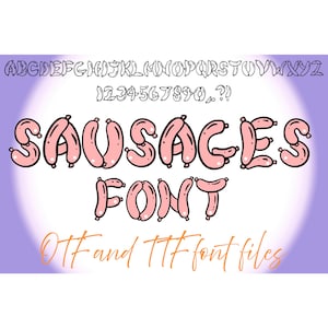 Würstchen Schrift Lettering ABC Text Font Banger Wurst OTF Illustration