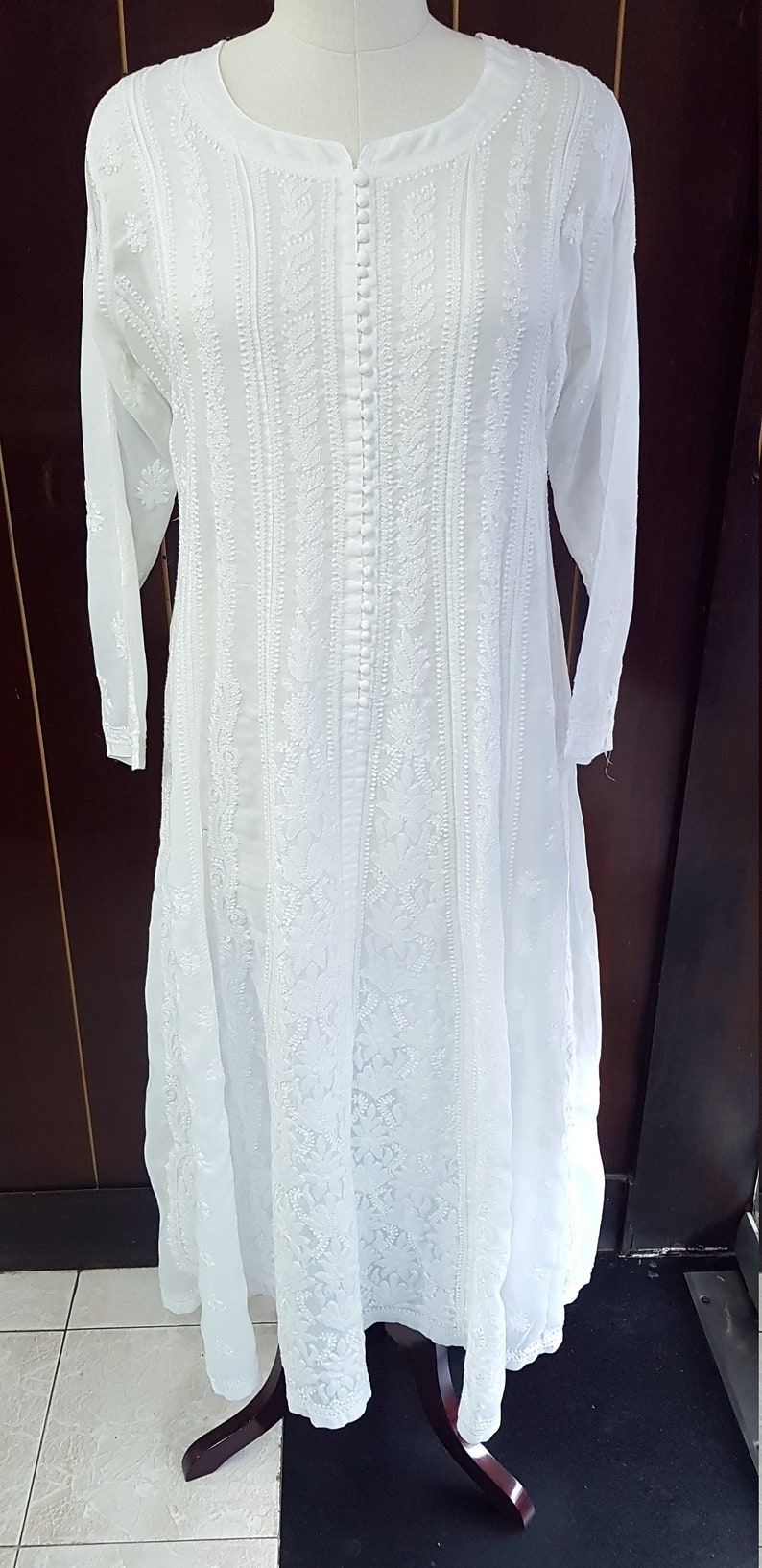 Cotton Azhara Kali Dress with Chiffon Stole