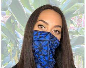 Hawaiian Blue and White Tropical Flowers Summer Neck Gaiters For Men Women Novelty Bandanas Hallowen Thanksgiving Gift