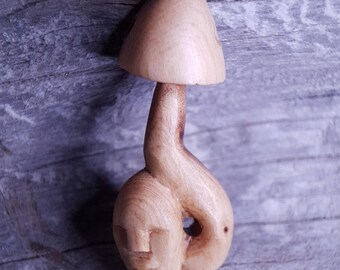 Handcarved Arbutus Wood Pendant , mushroom , Nature-Inspired Jewelry