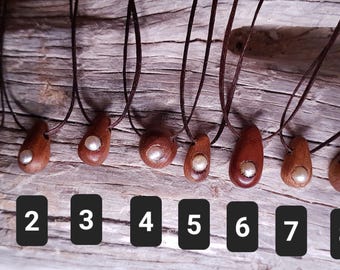 Juniper Wood & Canary Pearl Pendant: Greek Island Charm Necklace