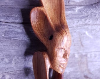 Hand-Carved Juniper Wood flower spirit Pendant