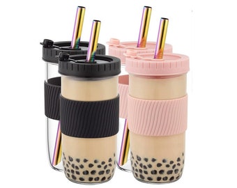 Customized Reusable Boba Cups, smoothie cup, glass tumbler