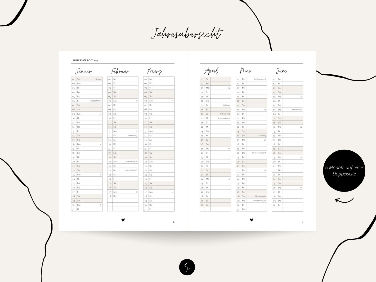 Jahresplaner / Jahreskalender 2023 DIN A5 Taschenkalender - Etsy.de