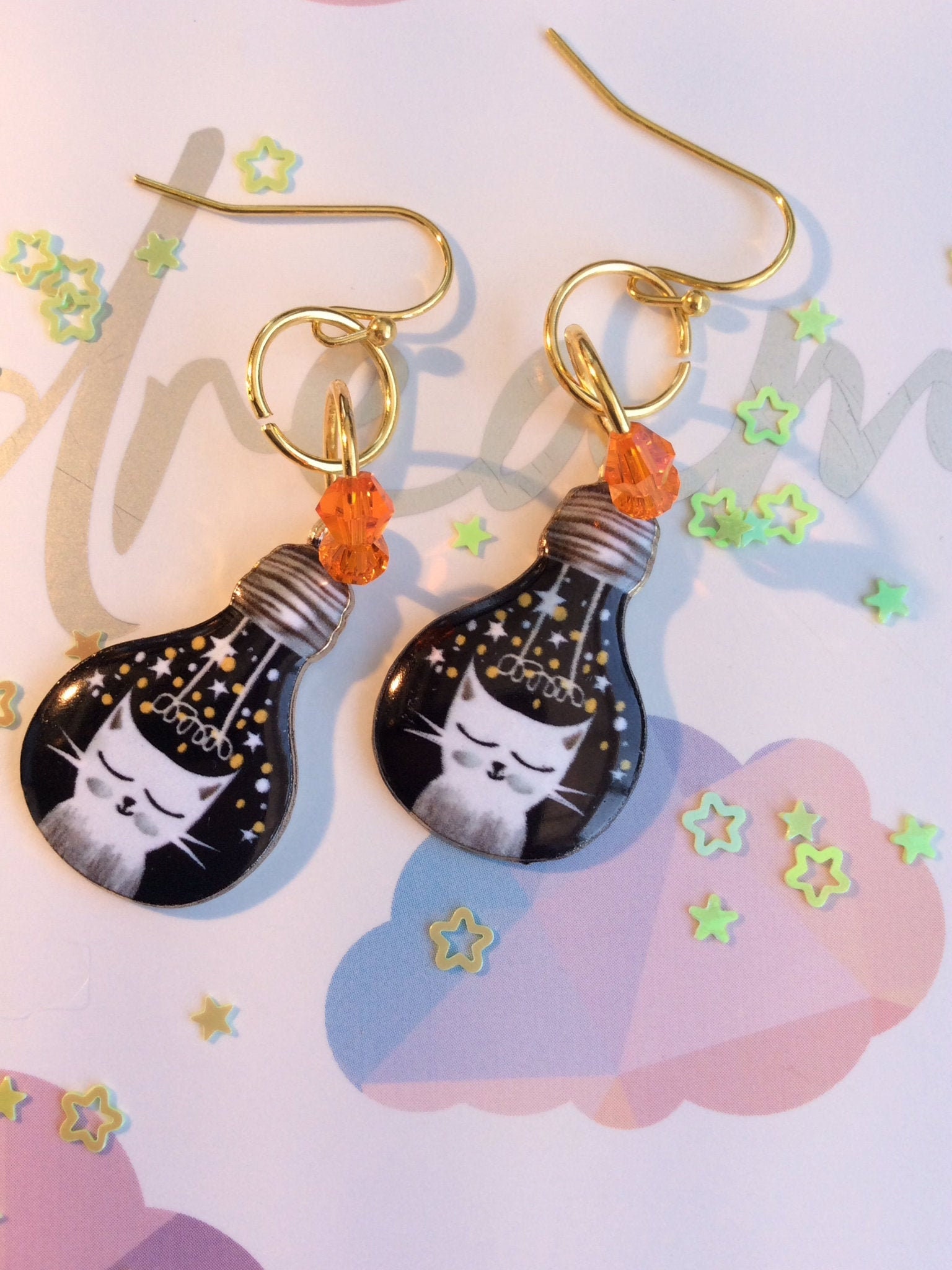 Cute Enamel Cat Earrings Kawaii Style Earrings Cat Etsy
