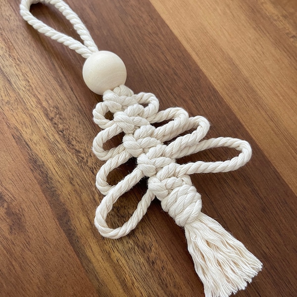 Macrame Tree Ornament, Christmas Ornament, Off-white, Neutral, Cream, Knotted, Macrame, Boho, Christmas Decor, Holiday, Tree Decor, 2023