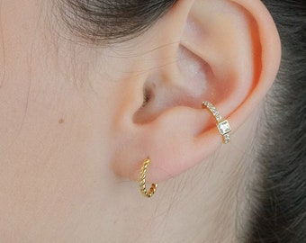 Twist Hoop Earrings/ Vermeil Gold plated/ Wide hoop earrings/ Gold hoop Earrings/ Namoi/ Minimalist