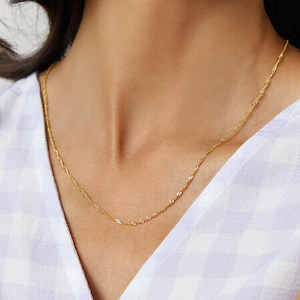 Gold Necklace/ Singapore Chain/ Layering Chain Necklace/ Gold Chain Necklace/ Delicate Necklace/ Gift for her/ Rio/ Singapore Necklace