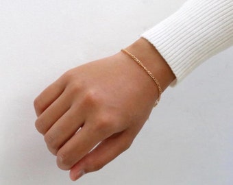 Gold Figaro Bracelet/ Gold Chain Bracelet/ Figaro Bracelet/ Minimal Bracelet/ Layering Bracelet/ Gift for her/ Ania Haie Bracelet