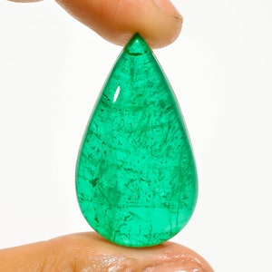Top Grade 100% Natural Green Emerald Doublet Quartz Pear Shape Cabochon Gemstone For Making Jewelry 37.5 Ct 36X20X8mm M-2155