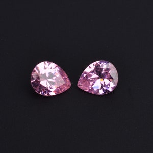 Increíble laboratorio de calidad de grado superior creado rosa amatista en forma de pera piedra cortada Par de piedras preciosas sueltas para hacer pendientes 7.5 Ct. 10X8X5 mm L-324