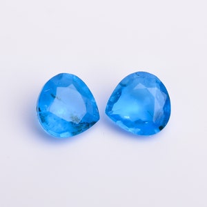 Quality 100% Natural Doublet Swiss Blue Topaz Heart Shape Cut Stone Loose Gemstone Pair For Making Earrings 5.5 Ct. 10X10X5 mm L-246