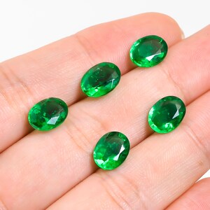 Stunning Top Grade Quality Lab Created Emerald Oval Shape Cut Stone Loose Gemstone 5 Pcs For Making Jewelry 9.5 Ct. 9X7X6 mm M-780