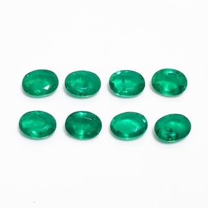 Fabulous A  % Natural Green Emerald Doublet Quartz Oval Shape Cut Stone Loose Gemstone 8 Pcs For Making Jewelry 64 Ct. 16X12X6 mm M-695