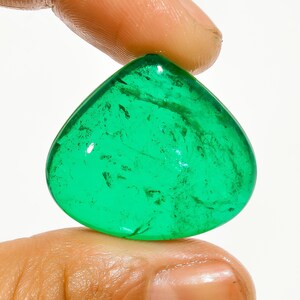 Tempting  100% Natural Green Emerald Doublet Quartz Heart Shape Cabochon Loose Gemstone For Making Jewelry 30.5 Ct 24X26X8mm M-2176