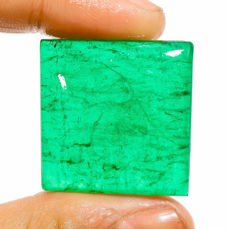 28X27X7 mm M-2136 Excellent Top Grade 100/% Natural Green Emerald Doublet Quartz Square Shape Cabochon Gemstone For Making Jewelry 50.5 Ct