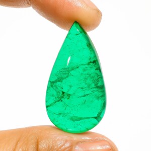 Good Top Grade 100% Natural Green Emerald Doublet Quartz Pear Shape Cabochon Loose Gemstone For Making Jewelry 28.5 Ct 33X18X7mm M-2183