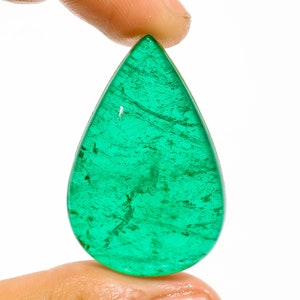 Fantastic  Natural Green Emerald Doublet Quartz Pear Shape Cabochon Loose Gemstone For Making Jewelry 50.5 Ct 40X25X8mm M-2140
