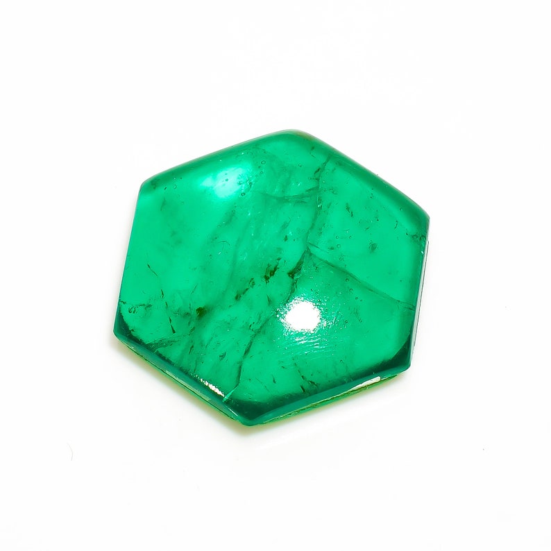 Mind Blowing Top Grade 100/% Natural Green Emerald Doublet Quartz Hexagon Shape Cabochon Gemstone For Making Jewelry 36.5 Ct 29X26X7mm M-2195