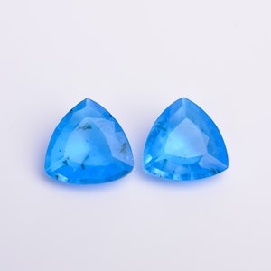 Quality 100% Natural Doublet Swiss Blue Topaz Trillion Shape Cut Stone Loose Gemstone Pair For Making Earrings 16 Ct 15X15X6 mm L-249