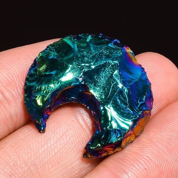 16.5 Ct Top Grade Quality Natural Titanium Coated Opalite Crescent