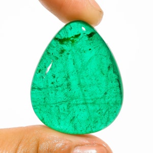 Marvellous Quality 100% Natural Green Emerald Doublet Quartz Pear Shape Cabochon Gemstone For Making Jewelry 56 Ct 35X28X8mm M2144