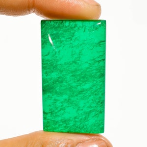Unique 100% Natural Green Emerald Doublet Quartz Rectangle Shape Cabochon Gemstone For Making Jewelry 55.5 Ct. 38X21X7 mm M-2153