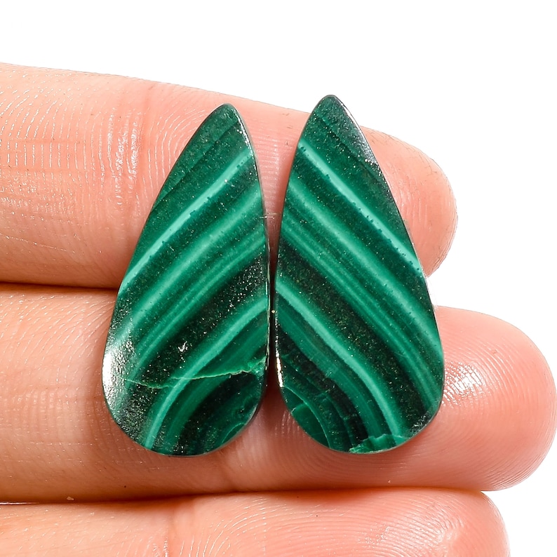 23.5 Ct Splendid Top Grade Quality 100/% Natural Malachite Pear Shape Cabochon Loose Gemstone Pair For Making Earrings 24X11X3 mm M-1843