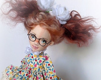 Handmade textile doll;collectible doll;doll house;art doll;and colledolls ctibles;rag doll;soft art doll;Mother's Day gift;cloth doll rattle