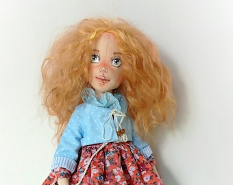 Interior Textile  art Doll;Mother's Day gift;collectible doll;rag doll;craft ooak doll;dolls and miniatures;handmade doll;soft doll;