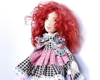 Mother's Day gift;Handmade fabric interior doll;rag doll;art and collectibles;art dolls;doll fabric prints;handmade doll;textile doll