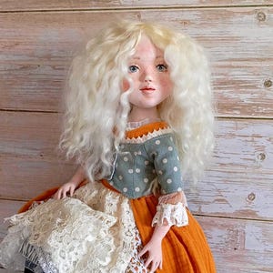 Handmade textile doll;collectible doll;doll house;art doll;dolls and collectibles;rag doll;soft art doll;cloth doll rattle