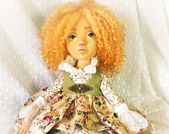 Mother's Day gift;Handmade textile doll;collectible doll;doll house;art doll;dolls and collectibles;rag doll;soft art doll;cloth doll rattle