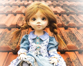 Textile  Doll in a dress with lace;Author&#39;s collectible boudoir doll;textile doll;pioneer rag dolls;collectibles;Handmade doll;tilda doll