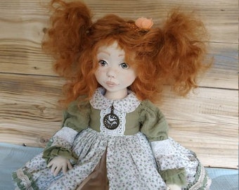 Textile interior Rag Doll in a dress with lace;Author's collectible boudoir doll;textile doll;rag doll;art and collectibles;Handmade doll;