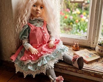 Handmade Cloth Doll, Heirloom Textile Doll, Fabric Rag Doll with Removable Clothes, Waldorf Inspired Art Doll, Keepsake Gift for Girls