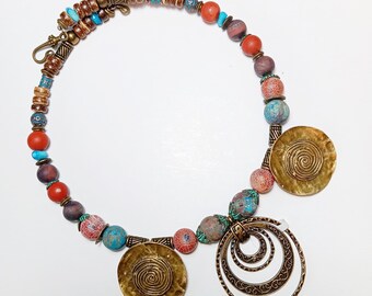 ethnic necklace,natural materials,folkstyle,symbolism,handmade ethnic necklace,decoration boho,african traditions,ethnics,ethno,handcrafted
