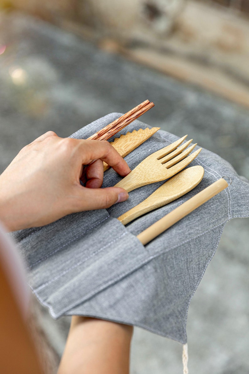 handcrafted bamboo coconut cutlery set image 1