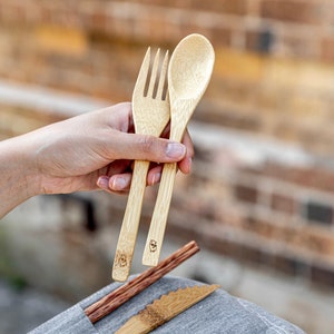 handcrafted bamboo coconut cutlery set image 6