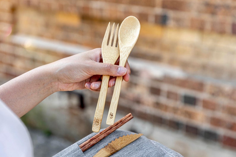 handcrafted bamboo coconut cutlery set image 6