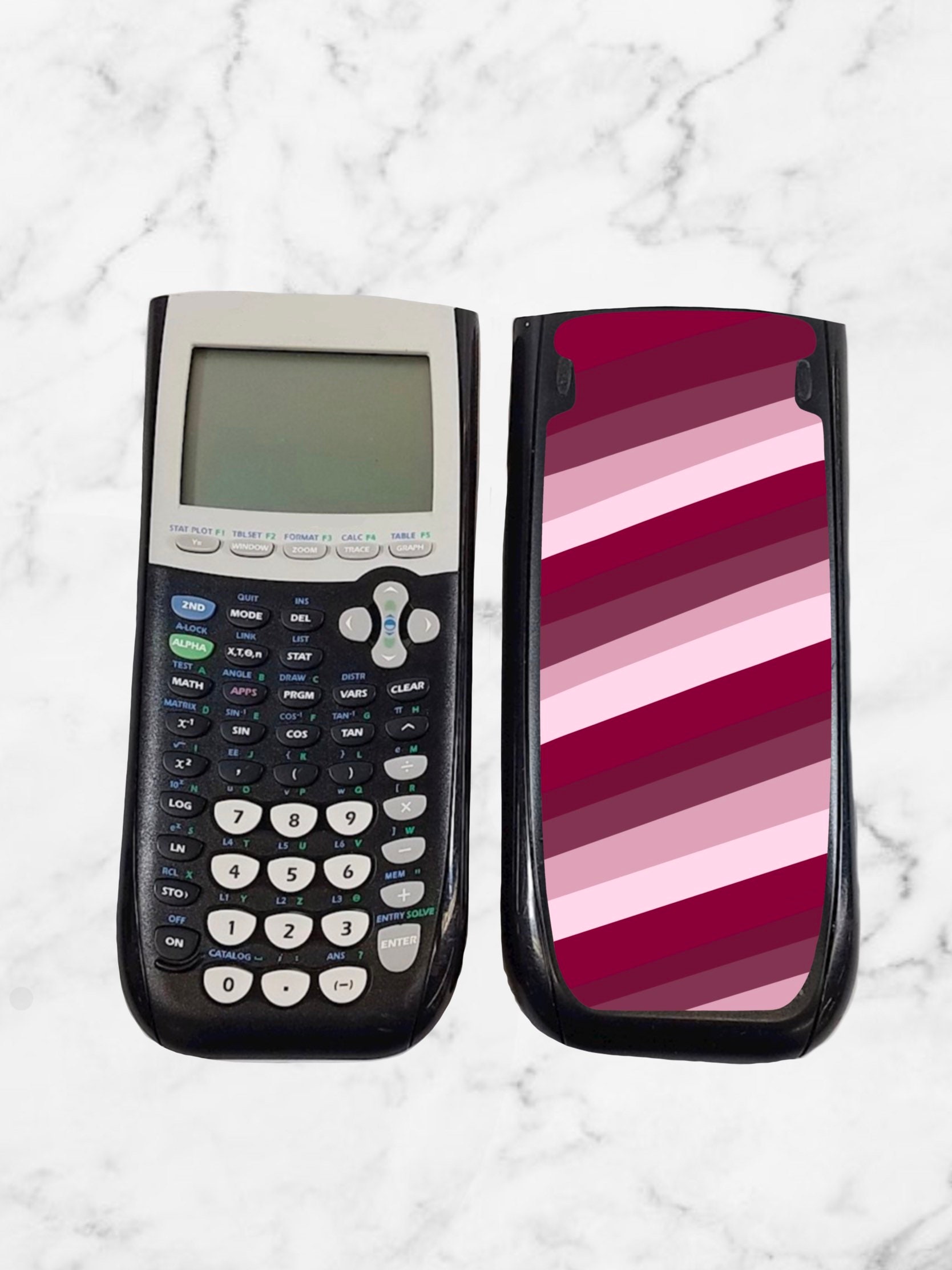Calculator Case Sticker, Pink and Maroon Stripes, TI84 Sticker, Math