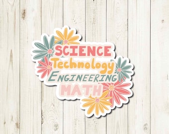 STEM Flower Sticker, Waterproof Laptop Decal