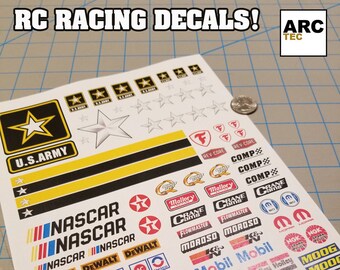 Decalcomanie RC Racing (Set-06) per veicoli in scala 1/10, 1/12