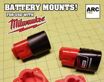 Set of Two (2) Mounts for Milwaukee M12 Batteries