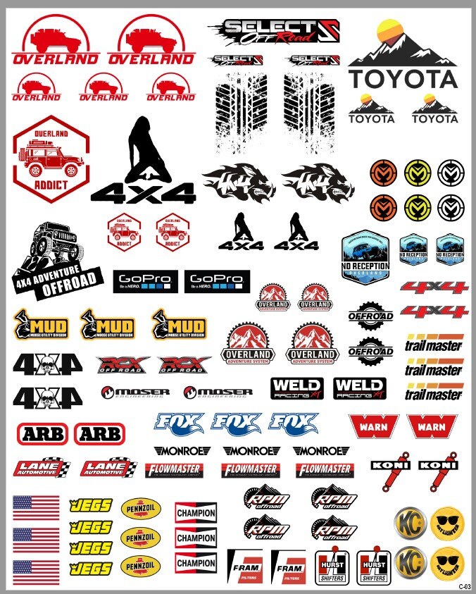 Printable Remote Control Crawler Signs Crawler Decals (set-03) for Radio Control or Diorama at 1/10, 1/12 ...